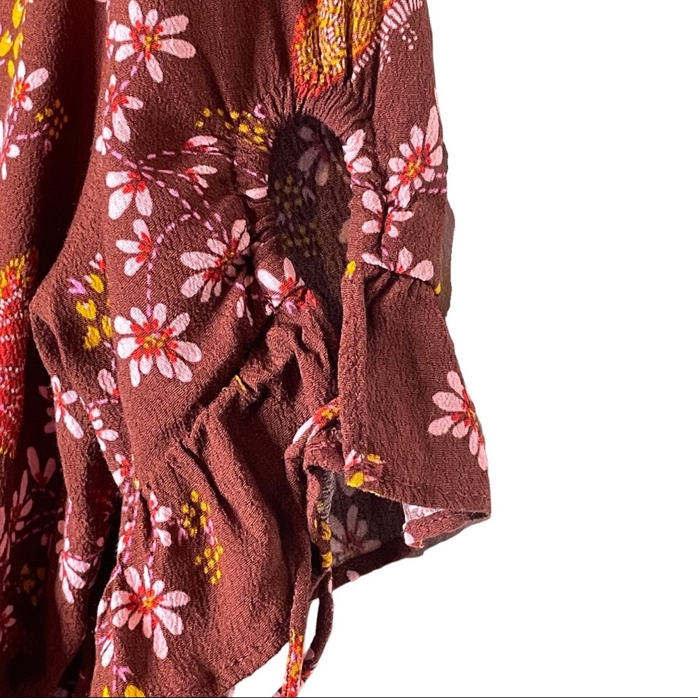 Madewell Tie-Sleeve Brick Red Wrap Top in Butterfly Sanctuary with Tie Sleeves - Picture 13 of 16